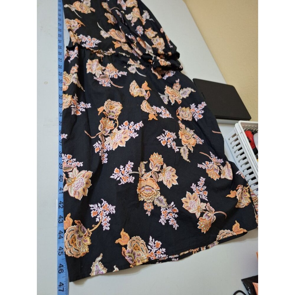 Who What Wear Black Floral Midi Dress 100%‎ Cotton Womens Size 2X Summer - Picture 6 of 12